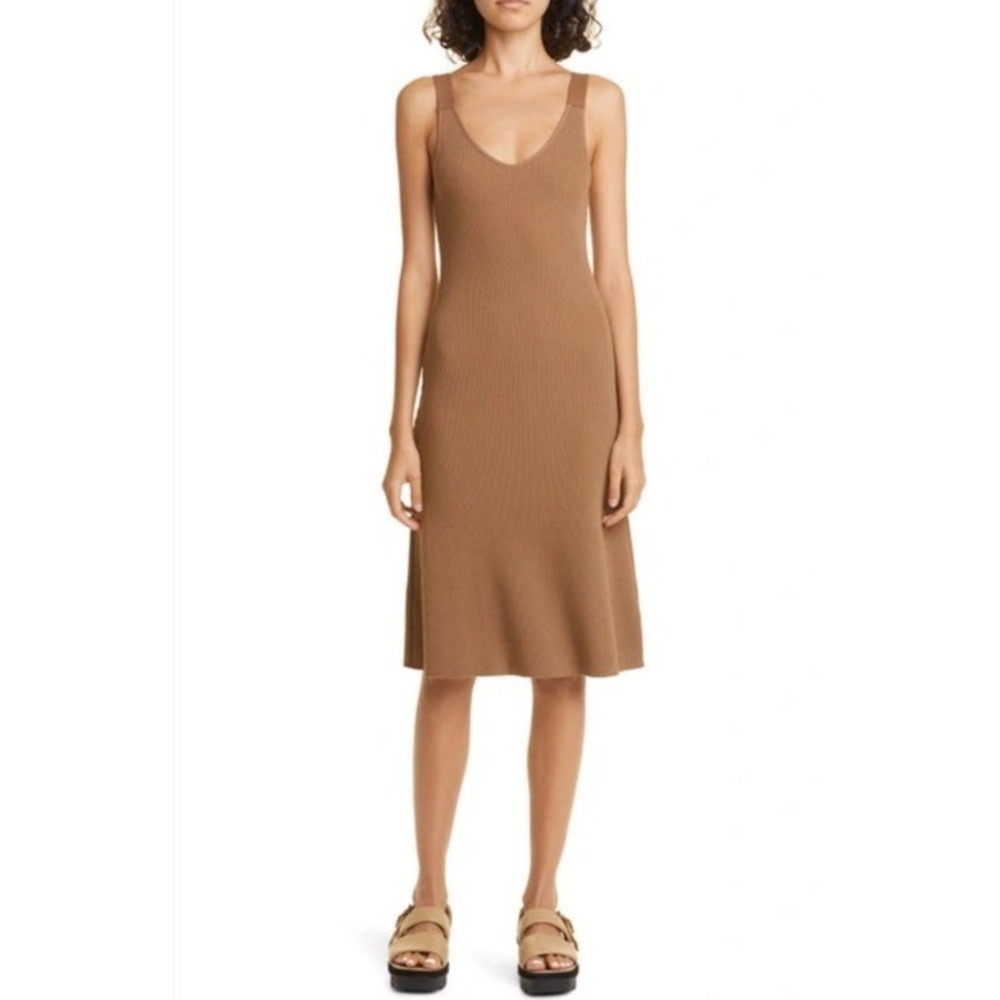 Vince Ribbed Cami Tank Midi Dress in Chestnut brown Size XL